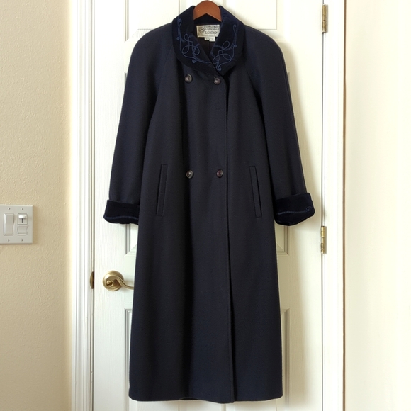 J. Gallery 90's Vintage Wool Blend Double Breasted Midi Length Winter Overcoat 4 - Picture 1 of 15